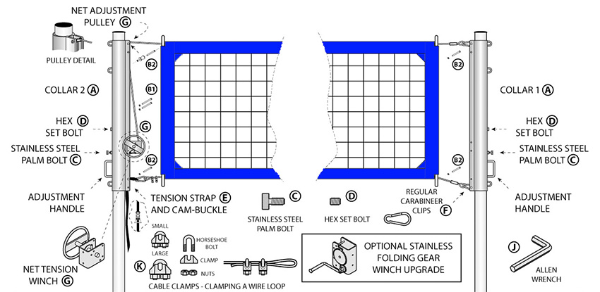 court volleyball sand build own system components